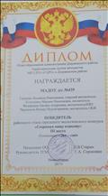 Диплом победителя районного этапа городского экологического конкурса "Сохраним нашу планету"